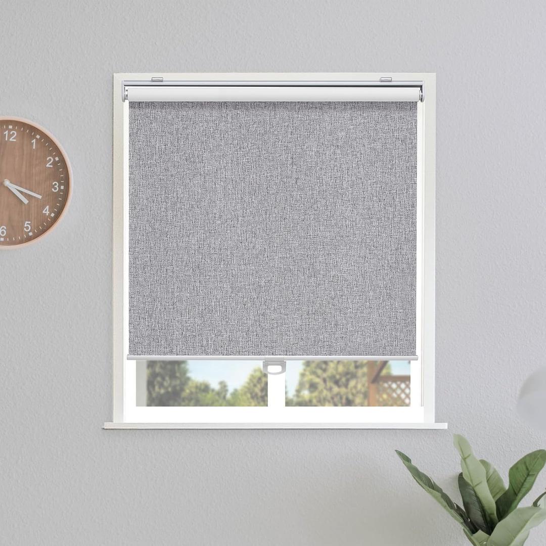 Sunoff Blackout Roller Shades Blinds Cordless for Windows Pull Down Room Darkening Door Blinds with Thermal Insulated Easy to Install for Living Room,Bedroom,Home,Office,Heather Grey 31.5" W x 72" H
