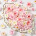 180Pcs Mini Fake Flower Heads Pink Small Silk Faux Flower Heads Artificial Rose Daisy Multicolor Flowers Bulk for Cake Crafts DIY Graduation Cap Wedding Hair Dresses Wreath Party Home Decor