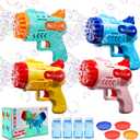 Roberly 4PCS Bubble Machine Gun, 29 Holes Bubble Gun for Kids Ages 4-8 with 4 Bottle Refill Solution & LED Light for Party Favors Summer Toy Birthday Gift