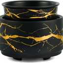 PALANCHY Wax Melt Warmer Ceramic 3-in-1 Oil Burner Electric Candle Wax Warmer Burner Melter Fragrance Warmer for Scented Waxs Home Office Bedroom Aromatherapy Gift& Dcor (Black Gold)