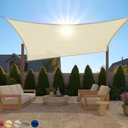 GORILLA GRIP Heavy Duty Sun Shade, UV Protection Fade Tear and Rust Resistant Rectangle Sunshade Canopy, Curved Edges Blocks Sunlight, Breathable Sail, Outdoor Patio, Lawn Garden, 6x10 FT Butter Cream