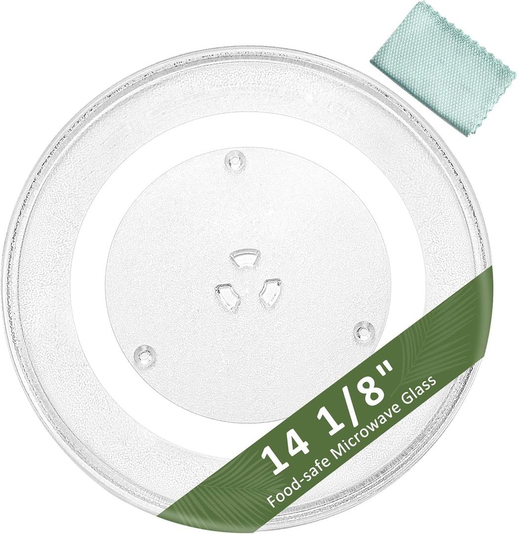 DE74-20002B WB49X10063 14 1/8" Microwave Plate Replacement for G-E S-amsung, Microwave Glass Turntable Plate Replace W11402532 W10132127, Heat Resistant & Durable by Fetechmate- Dishwasher Safe, 14 1/8 in
