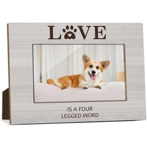 Pet Picture Frame - Love Is a Four-Legged Word, 4x6 Wood Photo Frame, Gift for Pet Lover Owner, Picture Photo Frames for Desk Decor, Memorial Dog Cat Keepsake -55