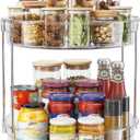LAMU 12inch 2 Tier Lazy Susan Turntable Organizer Rotating Spice Rack Organization for Cabinet, Kitchen, Pantry, Countertop, Bathroom, Vanity, Medicine Cabinet Organizer, Clear