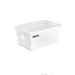 Rubbermaid Commercial Products BRUTE Tote Storage Container with Lid-included, 14-Gallon, White, Reusable Boxes for Moving/Storing in Garage/Basement/Attic/Jobsite/Truck/Camping