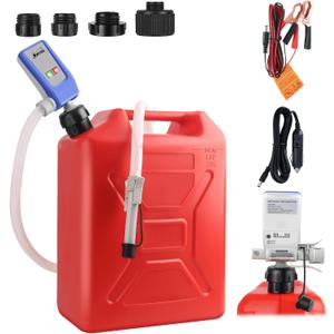 Fuel Transfer Pump with Auto-Stop Sensor, 51 Hose with Tank Adapter Portable Liquid Pump for Gasoline, Diesel Fuel, No More Lifting Heavy Gas Cans