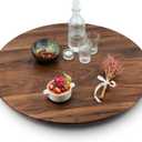 30 Inches Black Walnut Wood Lazy Susan Organizer, Solid Wooden Round Turntable, Rotating Tray for Table Top/Counter Top