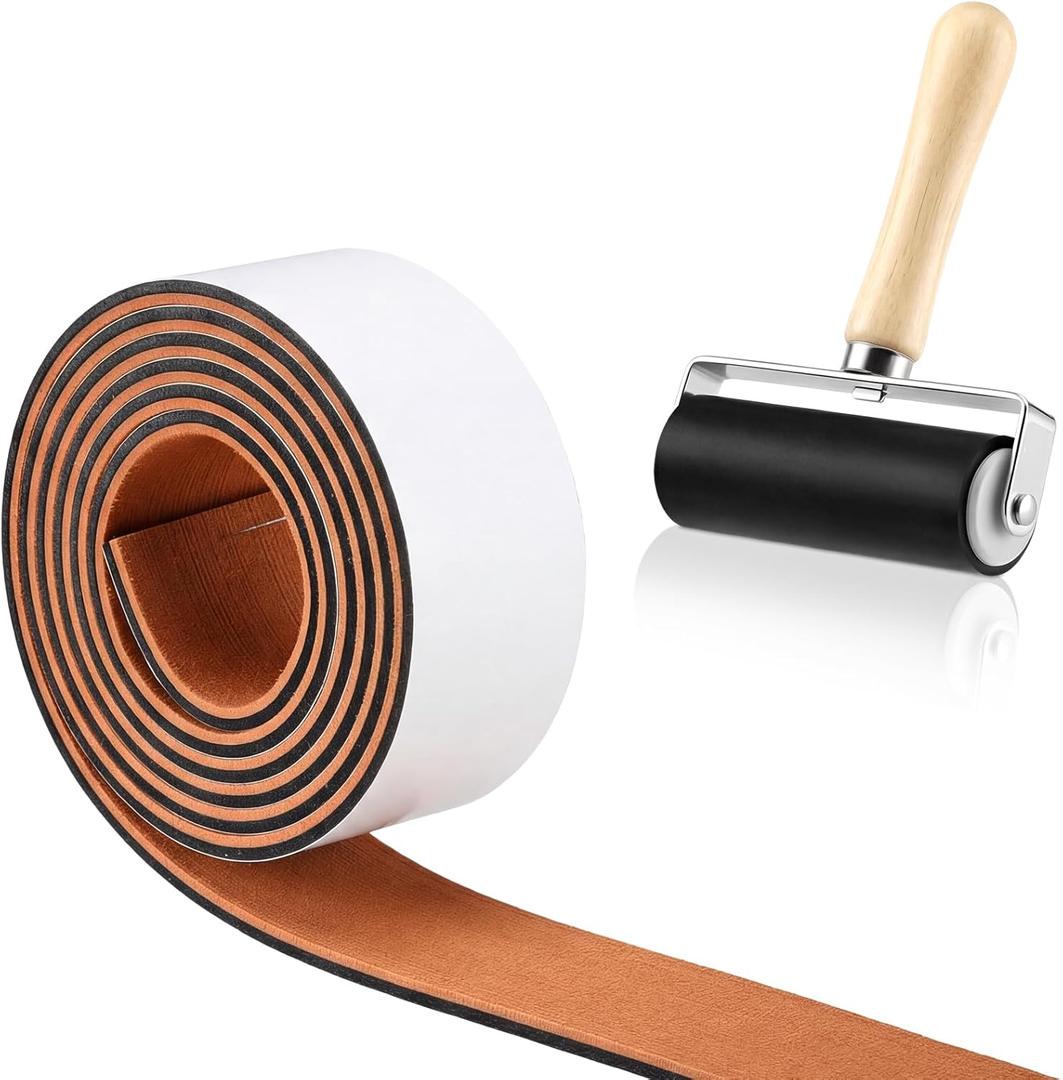 Boat Flooring EVA Foam Self-Adhesive with Flooring Roller, 98.4 x 2.3 Inch Faux Teak Marine Decking Sheet Traction Pad for Jon Boats Yacht Rv Floor