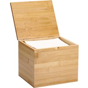 Sumnacon Disposable Face Towel Holder, Bamboo Face Towels Storage Box with Lid, Compatible with Clean Skin Cluub XL Facial Towels, Rustic Wood Makeup Container Tabletop Organizer for Bathroom Vanity