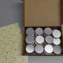 TUZAZO 24Pack 1/2 Oz Aluminum Tin Cans with Screw Lid and Labels, Refillable Travel Sized Cosmetic Containers Small Tins for Lip Balms, Salves, Lotion Bars, Candles