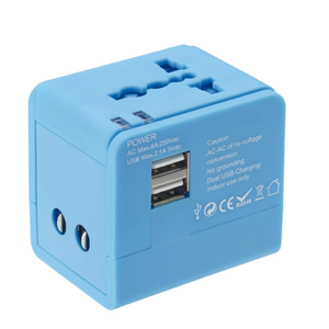 Lewis N. Clark Global Adapter With 2.4A Dual USB Charger - Blue