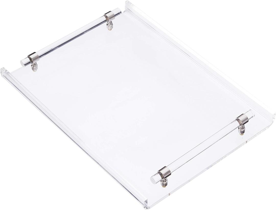 Artmaze Acrylic Serving Tray, Breakfast Tray with Acrylic Handles, Decorative for Coffee Table & Kitchen, 16x12x2 inch