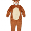  Unisex Adult Christmas Costume, Plush Santa Onesie Reindeer One-Piece Cosplay Pajamas (Large)