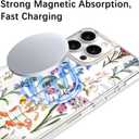 KANGHAR Magnetic Made for iPhone 16 Pro Case Clear Compatible with MagSafe Flowers Floral Pattern Soft TPU Bumper Shockproof Anti-Scratch Phone Cover for iPhone 16 Pro Cases(B)