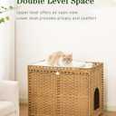 SETVSON Cat Litter Box Enclosure Furniture, Handwoven Rattan Hidden Litter Box with Mat, Large Space Cat House with 2 S-Shaped Hooks 30.3 x 18.3 x 24.4 Inches, Indoor for Living Room Apartment Natural
