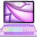 FUWANG Touch for iPad Air 11 inch Air 5th 4th Generation Case with Keyboard - Only Support 180 Flip Keyboard with Multi-Touch Trackpad, 7-Color Backlight Keyboard for iPad Air 11 inch M3/M2, Purple