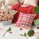AVOIN colorlife Valentine's Day Heart Pink Throw Pillow Covers, 18 x 18 Inch Golden Leaves Love You More Be Mine Buffalo Plaid Polka Dot Anniversary Wedding Cushion Case Decoration for Sofa Set of 4