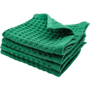 sea me at home Waffle Washcloths Set, 100% Turkish Cotton (Forest Green)