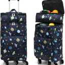 2 in 1 Shopping Cart with Wheels, Grocery, Portable Utility Dolly, Luggage Cart, Foldable Hand Truck with Built-in Removable Waterproof Bag for Shopping, Camping, Travel (Starry Sky)