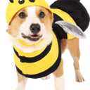Spooktacular Creations Pet Dog Bee Costume with 3D Bee Hat, Silver Wings for Halloween Dress-up Party, Role Play, Carnival Cosplay, Holiday Decorations Clothes (Large)