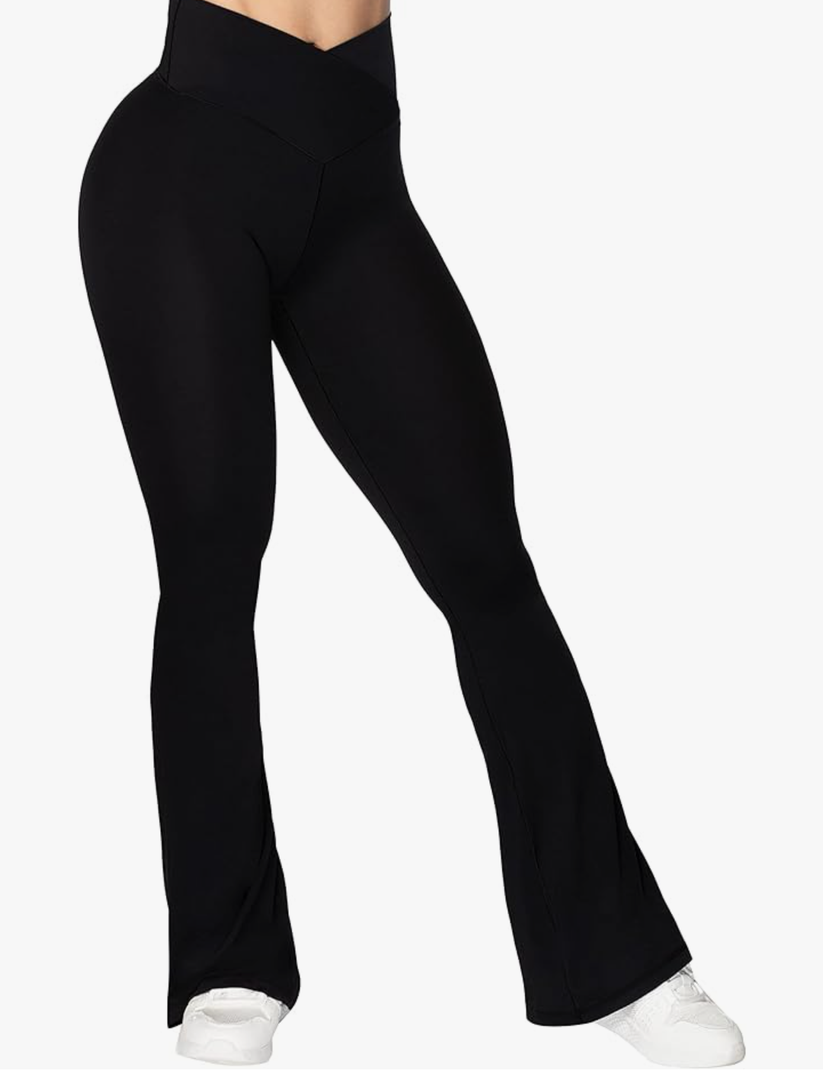 Sunzel Flare Leggings, Crossover Yoga Pants with Tummy Control, High-Waisted and Wide Leg M