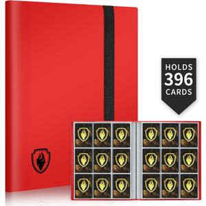 Card Binder 9 Pocket, Fabmaker 396 Pockets Trading Card Binder, Premium Collector Card Album for Standard Cards, Side Loading Card Collection Folder for Game Cards, Sport Cards, Red