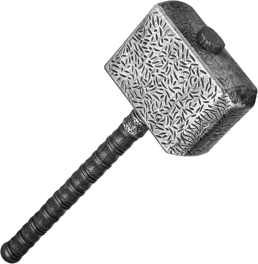 Viking Plastic War Hammer Prop Weapons for Men Halloween Costume, Medieval Cosplay Accessory Replica LARP Birthdays Gifts