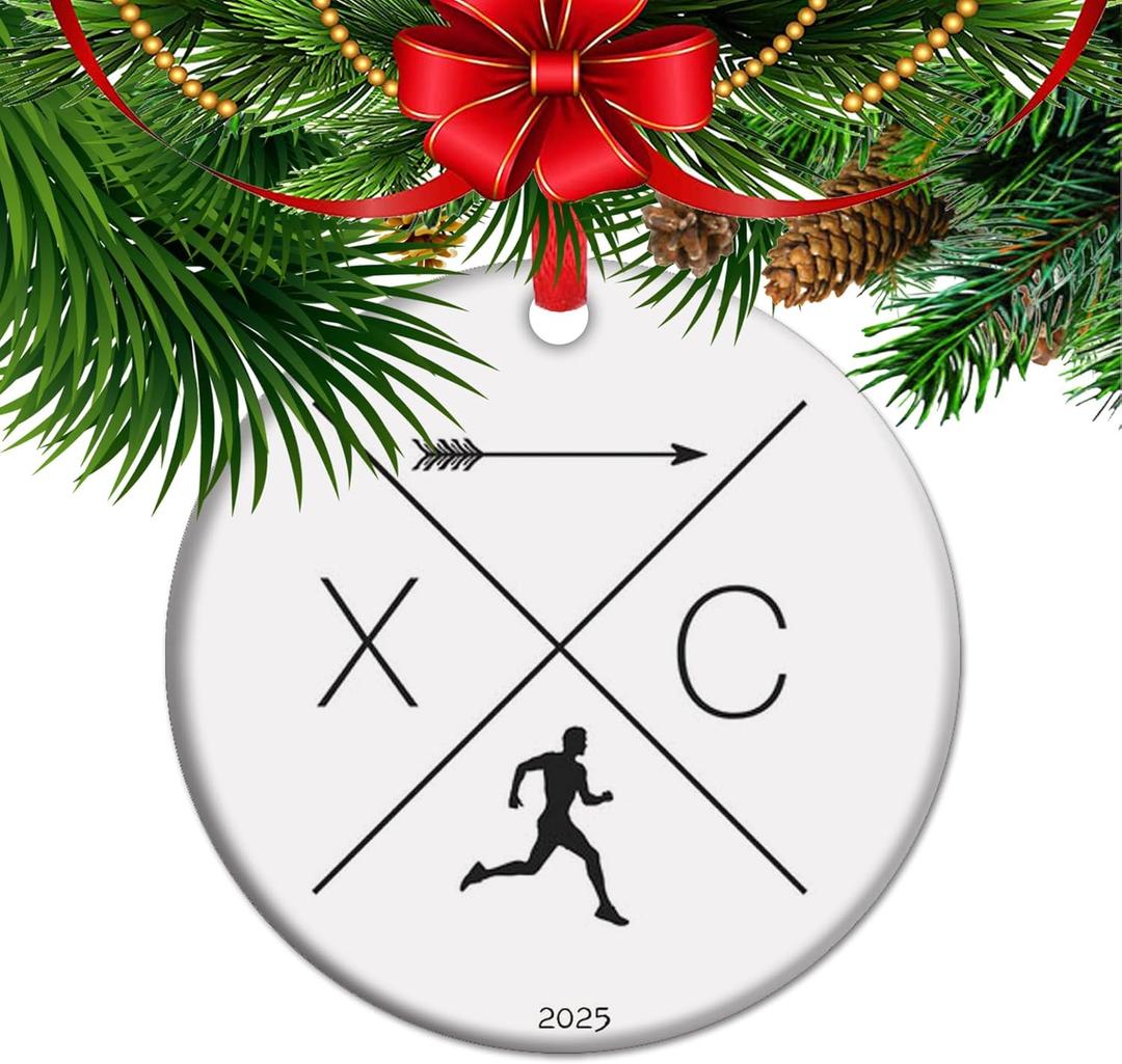 2025 Running Christmas Ornament, XC Run Lover Gift, Cross Country Gifts for Male Runner Marathoner (C6)