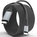 USB C to HDMI 15 Feet Cable 4K, Anti-Interference Gold-Plated Plugs, Aluminum Type-C to HDMI Cord, Thunderbolt 3 & 4 Compatible for MacBook, iMac, iPad Pro, Galaxy, Surface, Dell, HP