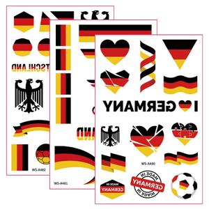 4 x Germany Temporary Tattoos, German Flag Face Stickers, Black Red Gold Patriotic Body Tattoos, Federal Eagle Soccer Face Decals for 2026 World Cup Germany Party Supplies