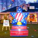 July 4th 6FT Five-pointed Star Outdoor Inflatable Decoration with Built-in LED Lights to Illuminate Your Yard, Suitable for Celebrating Independence Day and Hosting Outdoor and Indoor Parties