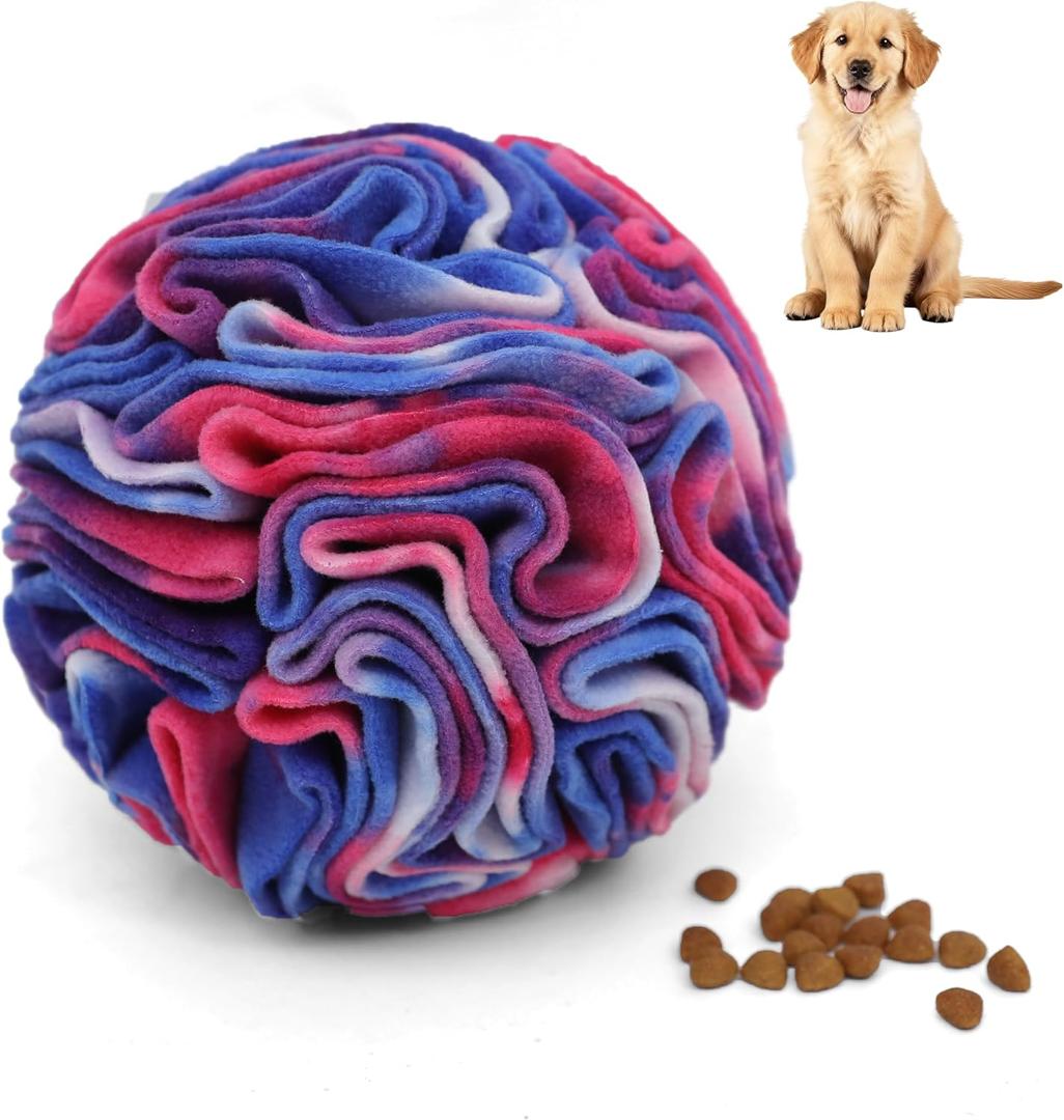 Snuffle Ball for Dogs, Sniffle Interactive Treat Toy, Washable Puppy Treat Toy, Foraging Puzzle Ball Toy, Mind Games for Dogs, Enrichment Dog Toys (Violet)