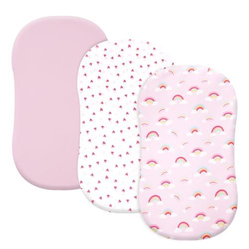 david's kids 3 Pack Bassinet Sheets, Ultra Soft Breathable Comfortable Baby Sheet Set for Girls Neutral, Univeral Fit for Most Cradle and Bassinet Mattress