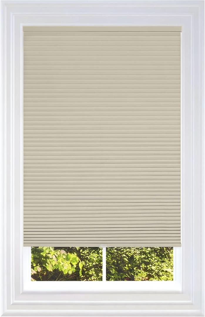 BlindsAvenue Cellular Honeycomb Cordless Shade, 9/16" Single Cell, Blackout, Fawn, Size: 48.5" W x 48" H