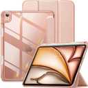 VIKESI Case for iPad Air 11 inch 2024, iPad Air 6th / 5th / 4th Generation Case,Matte Slim Hard Back, Soft TPU Frame, Pencil Holder and Auto Sleep/Wake Cover for iPad Air 11-inch /5/4 - Rose Gold