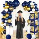 Graduation Party Decorations Class Of 2026,Navy Blue and Gold Graduation Decorations 2026 Boxes Balloon Arch With Letters 2026 Grad So Proud Of You for College Party Graduation Party Supplies