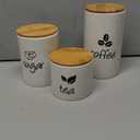 AVLA 3 Pack Ceramic Canister Set, 30/22/12 OZ Kitchen Airtight Food Storage Jar with Bamboo Lids, Coffee Sugar Tea Storage Containers Pots Jars for Counter, Farmhouse Kitchen Decor, White