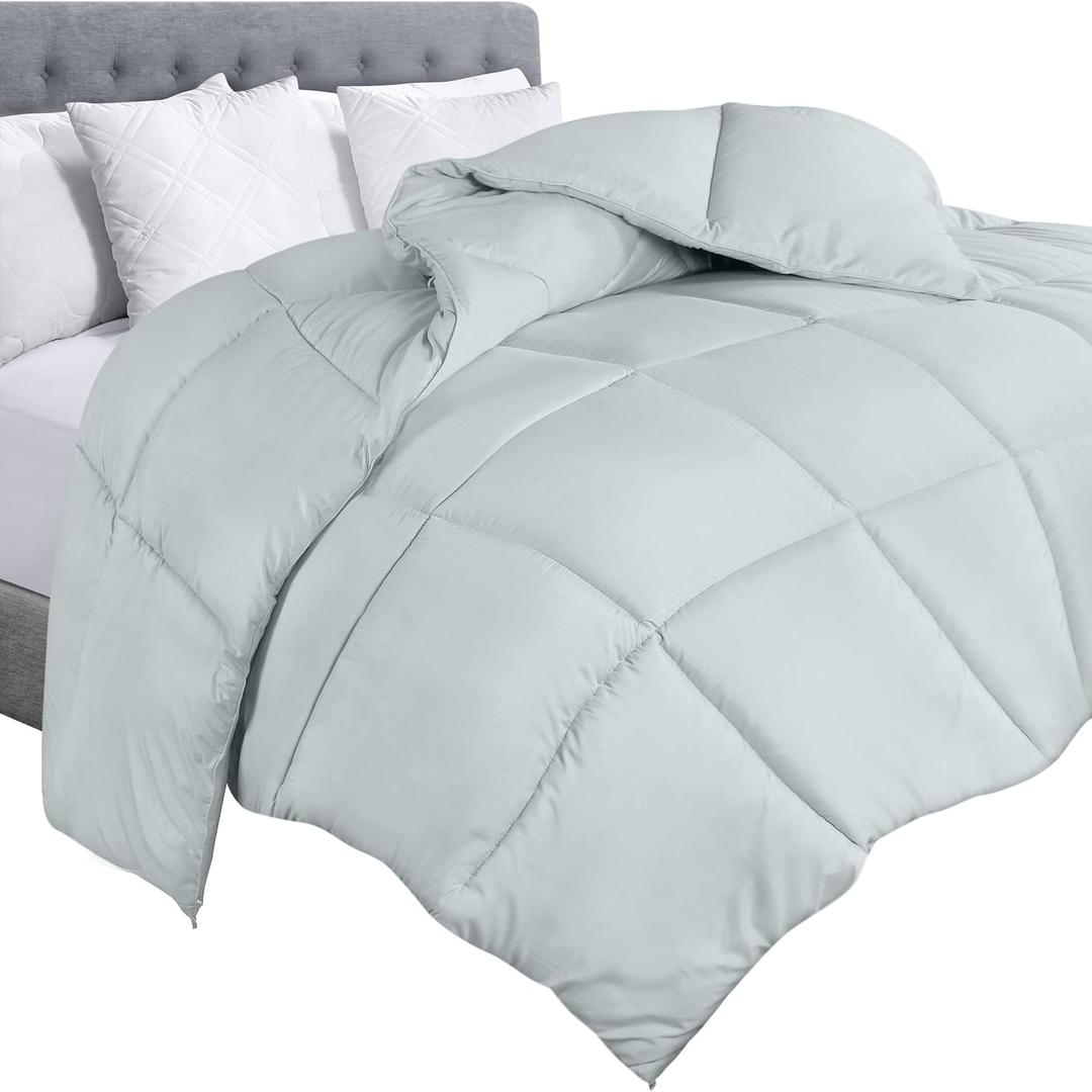 Utopia Bedding Comforter Duvet Insert, Quilted Comforter with Corner Tabs, Box Stitched Down Alternative Comforters King Size (Light Grey) (King (Pack of 1))
