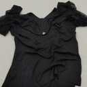 Fayenne Women's Tops Deep V Neck Cross Wrap Sexy Tops Polka Dot Mesh Long Sleeve T Shirt Casual Blouses (Large, Black)