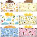 Chumia 6 Pack Reusable Snack Bags for Kids, Washable Sandwich & Food Storage Pouches, Dual-layer Silicone Lined Lunch Bags with Zipper for School & Travel(Bees,6.9 x 3.7 Inches)