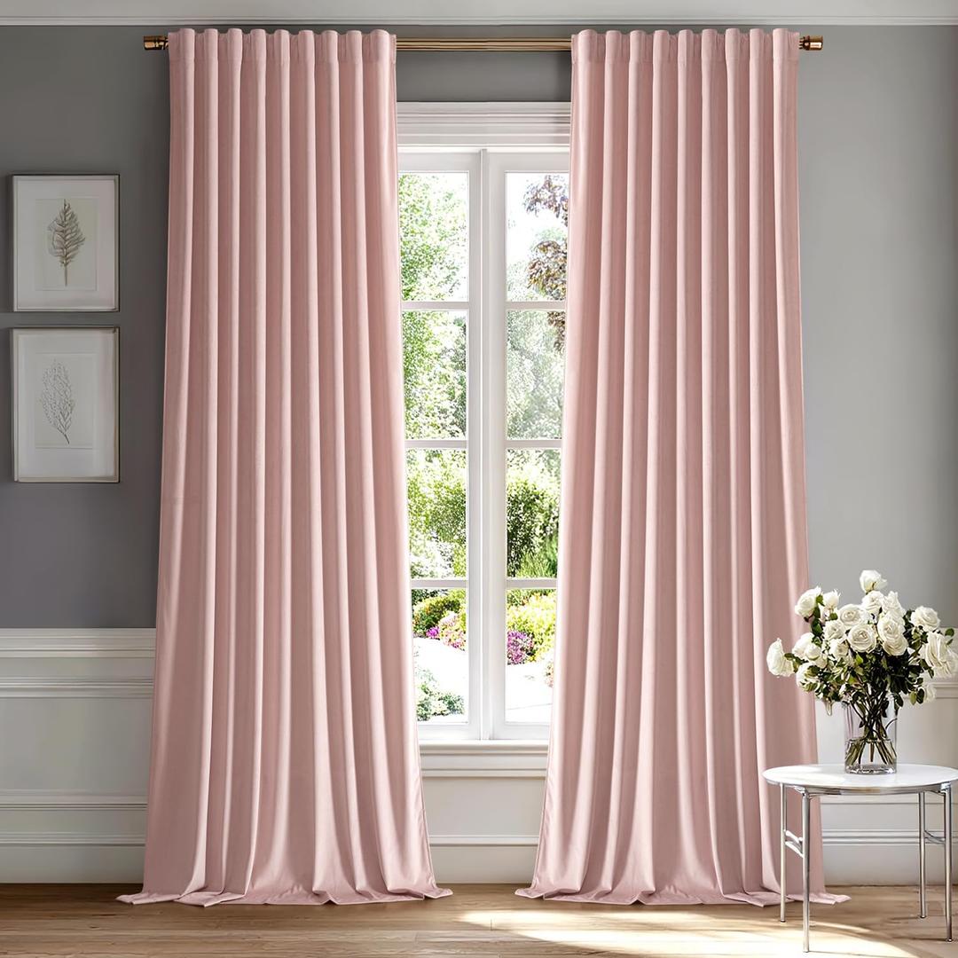 MIULEE Baby Pink Velvet Curtains 84 inches - Luxury Blackout Curtains for Bedroom Living Room Thermal Insulated Super Soft Window Drapes Rod Pocket & Back Tab, W52 x L84 inches, 2 Panels
