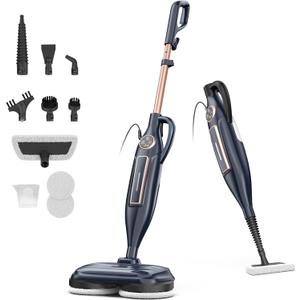 DEVOAC VM6 Scrubbing Steam Mop with Rotating Mop Pads, 10 in 1 Steam Mop, Lightweight Spin Mop & 3 Steam Modes for Hard Floor Laminate Marble Floors (DarkNavy)