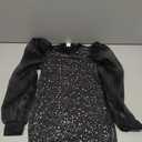 WDIRARA Toddler Girl's Leopard Mesh Long Puff Sleeve Dress Mock Neck Pencil Short Dresses Black 6Y