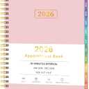 5 x 2026 Appointment Book, 30 Minutes-Hourly, Weekly  Monthly Calendar Planner 2026, Jan 2026 - Dec 2026, 6.2'' x 8.4'', 2026 Daily Planner with Tabs Pocket, Flexible Cover, Great for Office, Home, School (Pink)