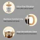 Sivaphe 12 oz French Press Coffee/Tea Maker Single Cup Espresso Press Stainless Steel Filter 0.35L High Borosilicate Carafe Durable Bamboo Handle Small Coffee Maker