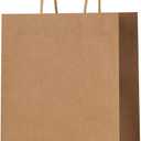 METAPRINT Brown Paper Gift Bags with Handles in Bulk, 100pcs Kraft Paper Bags 8x4.5x10.8 inch, Recyclable Shopping Bags for Retail, Grocery, Party Favors, Wedding
