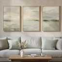 Large Framed Sage Green Abstract Landscape Wall Art, 3 Piece Modern Canvas Prints Paintings Artwork for Walls, Minimalist Nature Pictures for Living Room Dining Room Hallway Wall Decor, 20x30 In