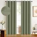 100% Blackout Shield Linen Blackout Curtains for Bedroom, Light Sage Grommet Curtains for Living Room, Thermal Insulated Room Darkening Drapes for Nursery, Boho Home Decor, 50" W x 108" L, 2 Panels