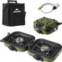 Naturehike 2 Burner Folding Camping Stove, Portable Propane Gas Stove with Carry Bag, 16000 BTU High-Performance Camp Stove with ETL Certification, Adjustable Burners & Piezo Ignition