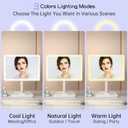 FUNTOUCH Large Makeup Vanity Mirror with Lights, 4500mAh Rechargeable Lighted Desk Makeup Mirror with 96 LED Lights and 10x Magnifying Mirror, 3 Color Lighting with Phone Holder,White